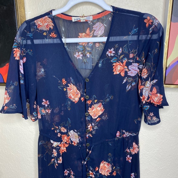 Jolt Tops - Jolt Maxi Length Sheer Floral Print Duster Cover Up!  Size small